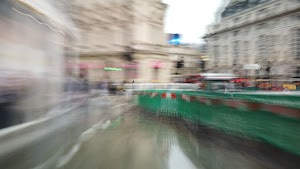 Motion-Blurred Urban Pedestrian Street Scene