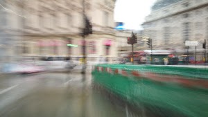 Motion-Blurred Urban Pedestrian Street Scene