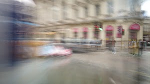 Motion-Blurred Urban Pedestrian Street Scene