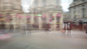 Motion-Blurred Urban Pedestrian Street Scene