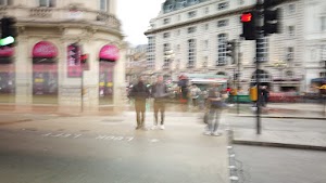 Motion-Blurred Urban Pedestrian Street Scene