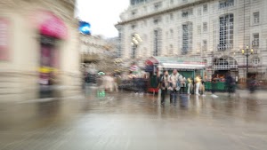 Motion-Blurred Urban Pedestrian Street Scene
