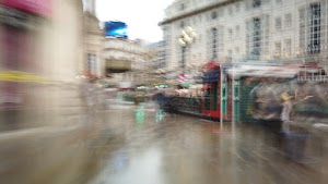 Motion-Blurred Urban Pedestrian Street Scene