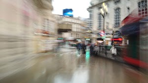 Motion-Blurred Urban Pedestrian Street Scene