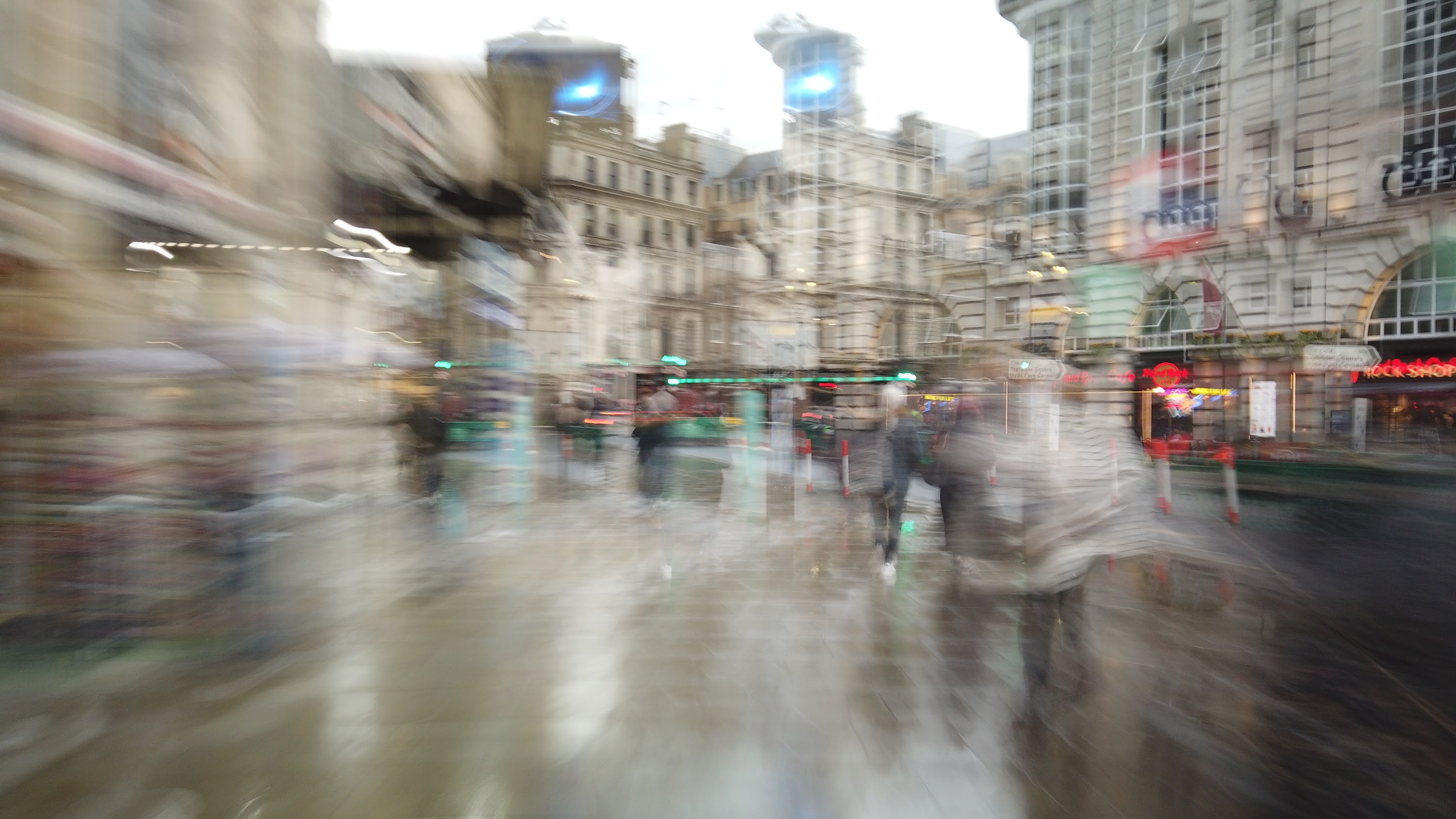 Motion-Blurred Urban Pedestrian Street Scene