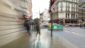 Motion-Blurred Urban Pedestrian Street Scene