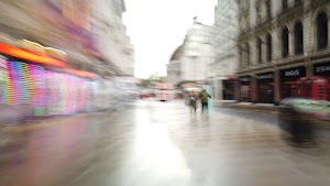 Motion-Blurred Urban Pedestrian Street Scene