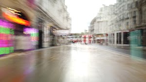 Motion-Blurred Urban Pedestrian Street Scene