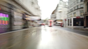 Motion-Blurred Urban Pedestrian Street Scene