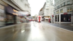 Motion-Blurred Urban Pedestrian Street Scene