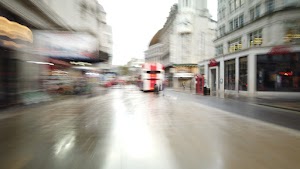 Motion-Blurred Urban Pedestrian Street Scene