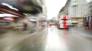 Motion-Blurred Urban Pedestrian Street Scene
