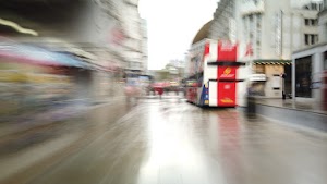 Motion-Blurred Urban Pedestrian Street Scene
