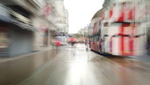Motion-Blurred Urban Pedestrian Street Scene