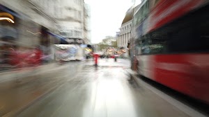 Motion-Blurred Urban Pedestrian Street Scene