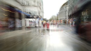 Motion-Blurred Urban Pedestrian Street Scene