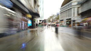 Motion-Blurred Urban Pedestrian Street Scene