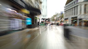 Motion-Blurred Urban Pedestrian Street Scene