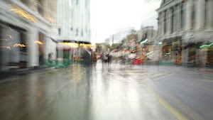 Motion-Blurred Urban Pedestrian Street Scene