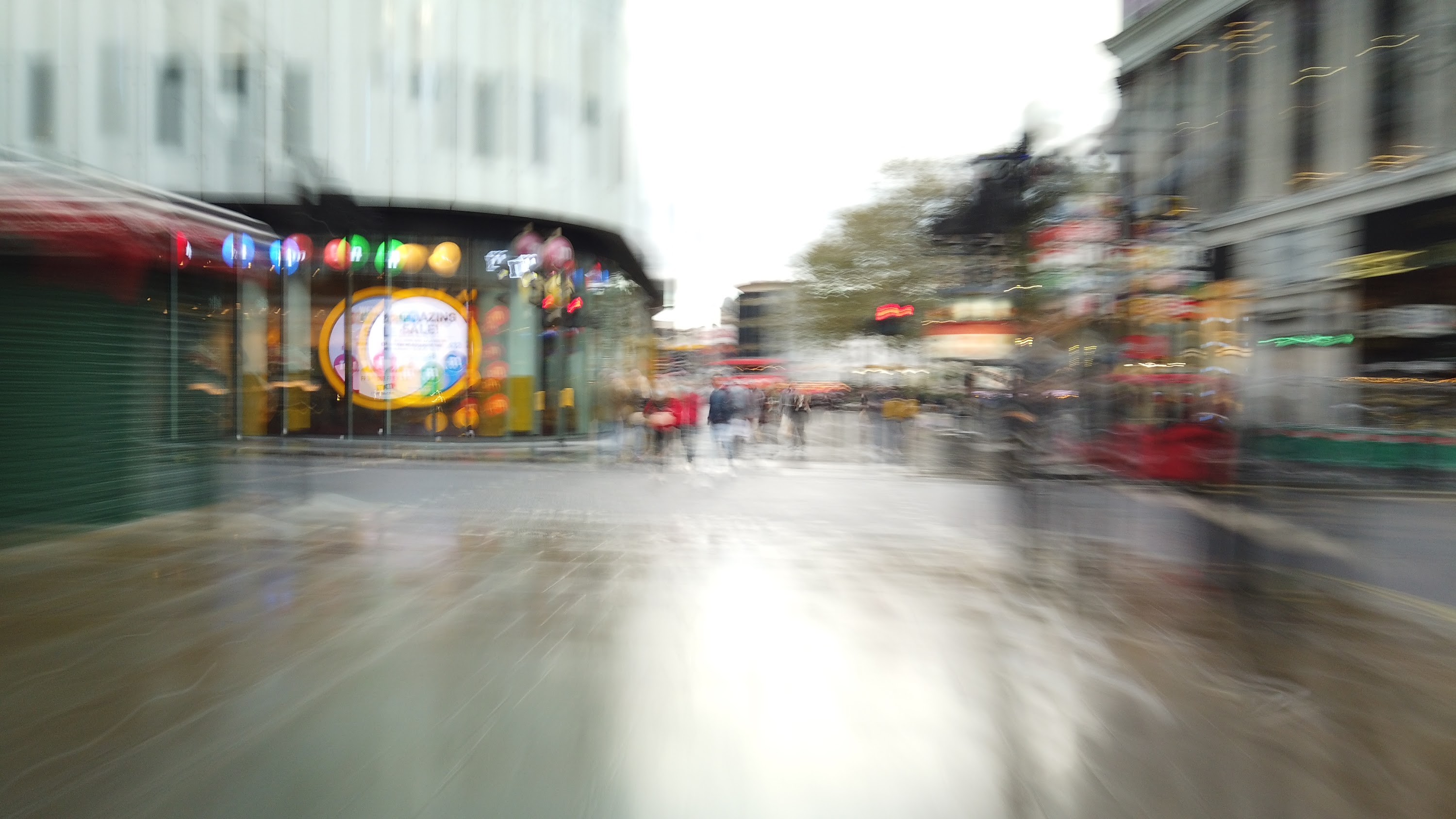 Motion-Blurred Urban Pedestrian Street Scene