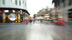 Motion-Blurred Urban Pedestrian Street Scene