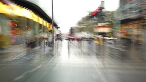 Motion-Blurred Urban Pedestrian Street Scene