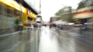 Motion-Blurred Urban Pedestrian Street Scene