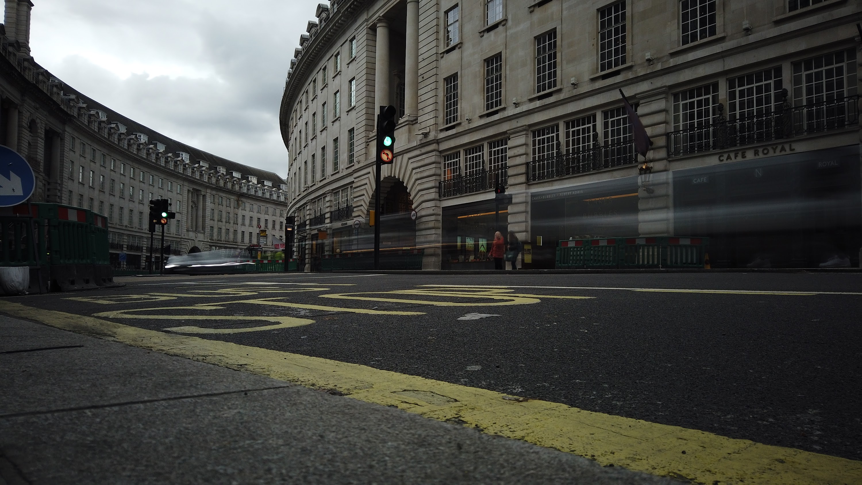 Red Double-Decker Bus Motion Blur on Regent Street, London