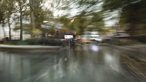 Motion-Blurred Urban Pedestrian Street Scene