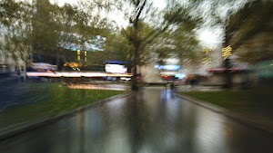 Motion-Blurred Urban Pedestrian Street Scene