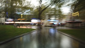 Motion-Blurred Urban Pedestrian Street Scene