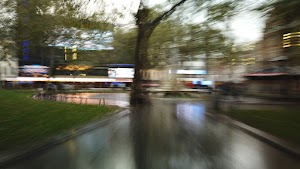 Motion-Blurred Urban Pedestrian Street Scene
