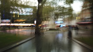 Motion-Blurred Urban Pedestrian Street Scene