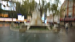 Motion-Blurred Urban Pedestrian Street Scene