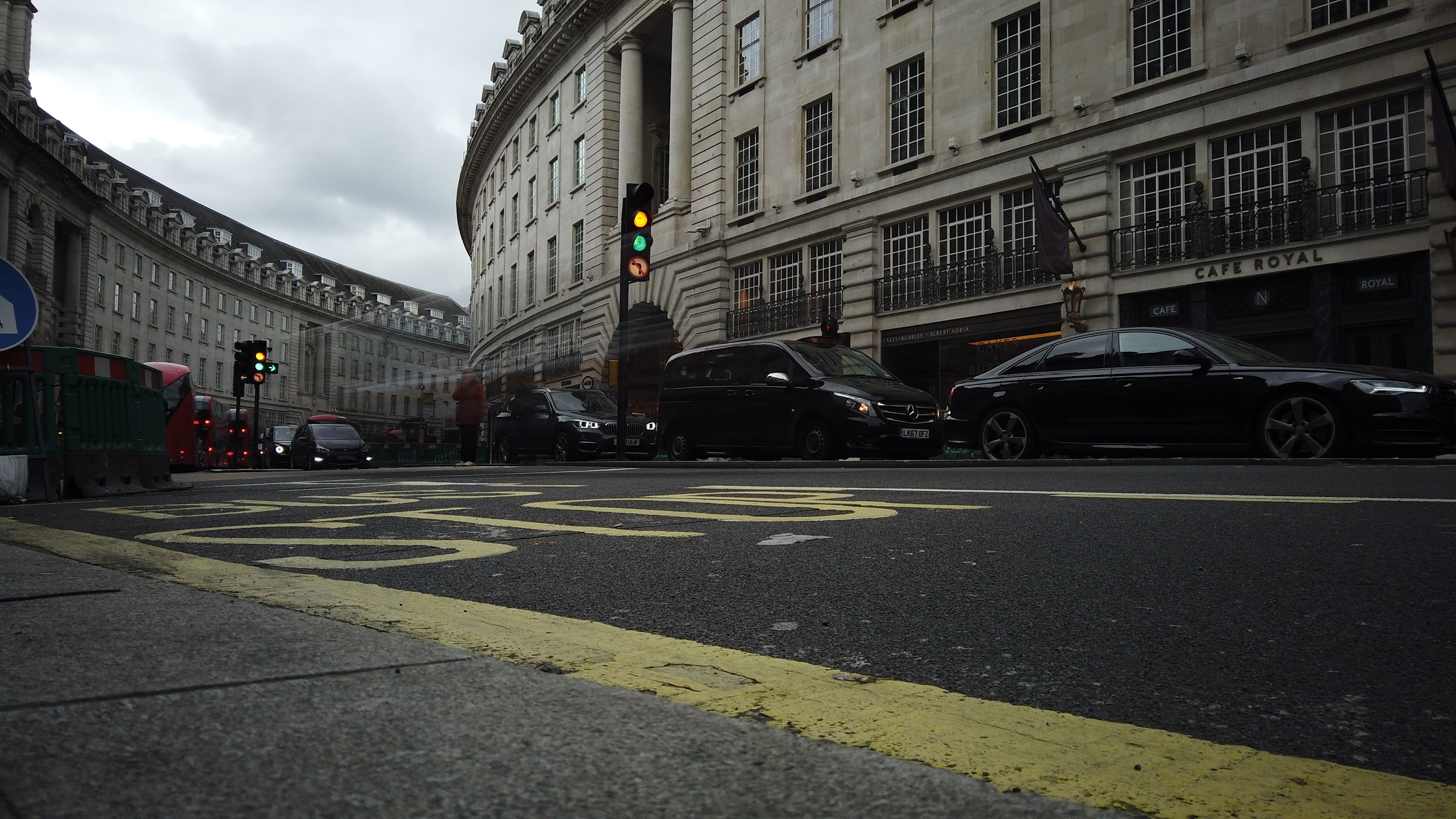 Red Double-Decker Bus Motion Blur on Regent Street, London