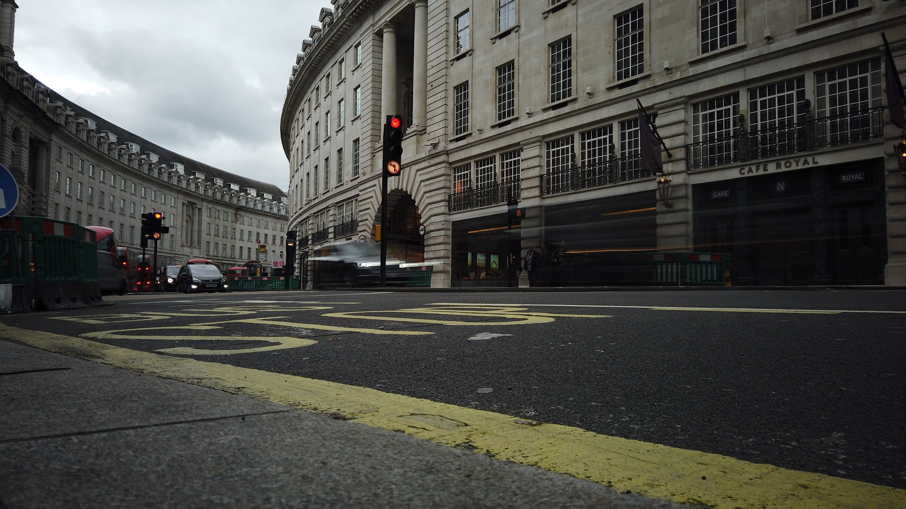 Red Double-Decker Bus Motion Blur on Regent Street, London