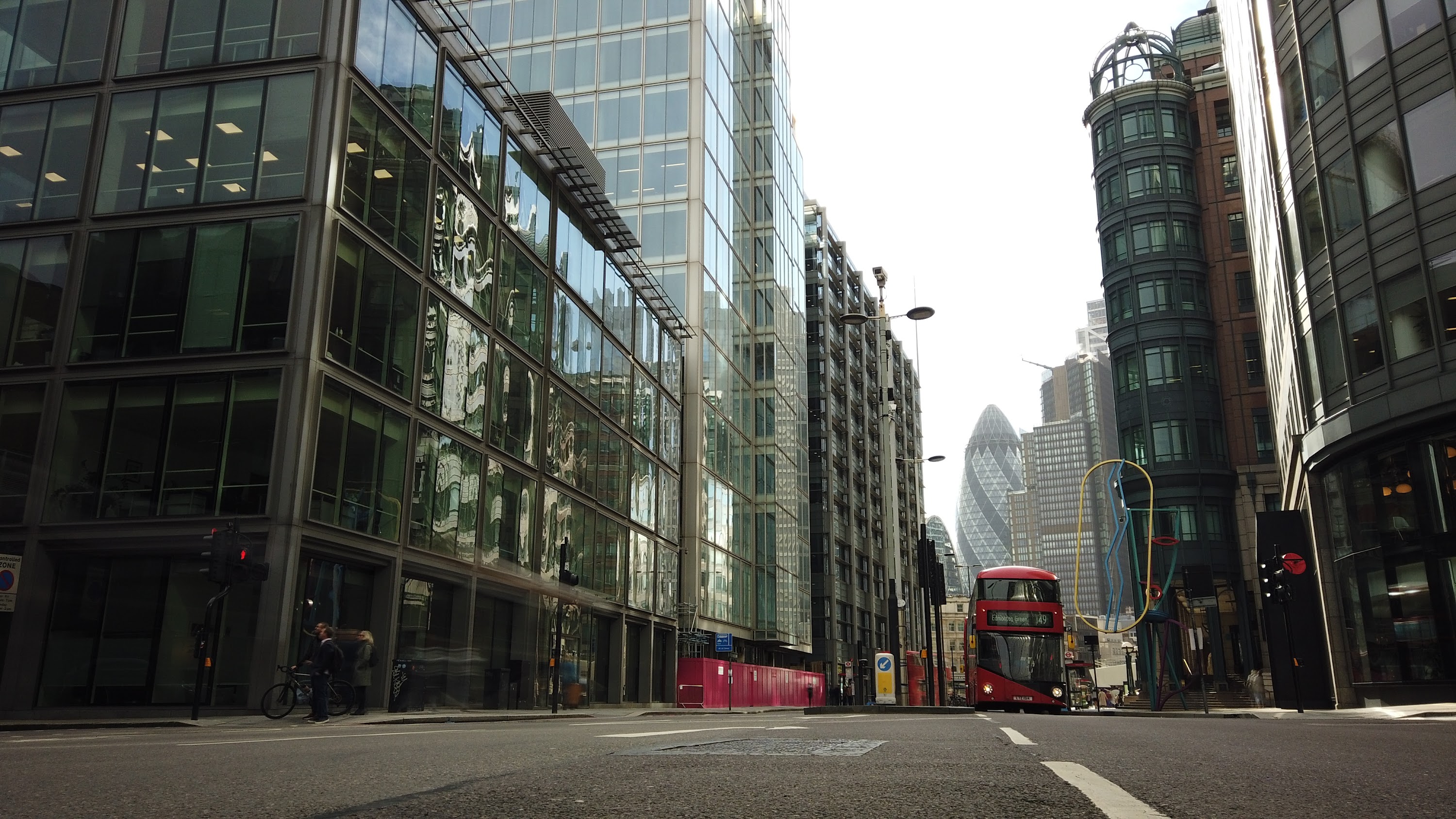 City of London Financial District Street View with The Gherkin