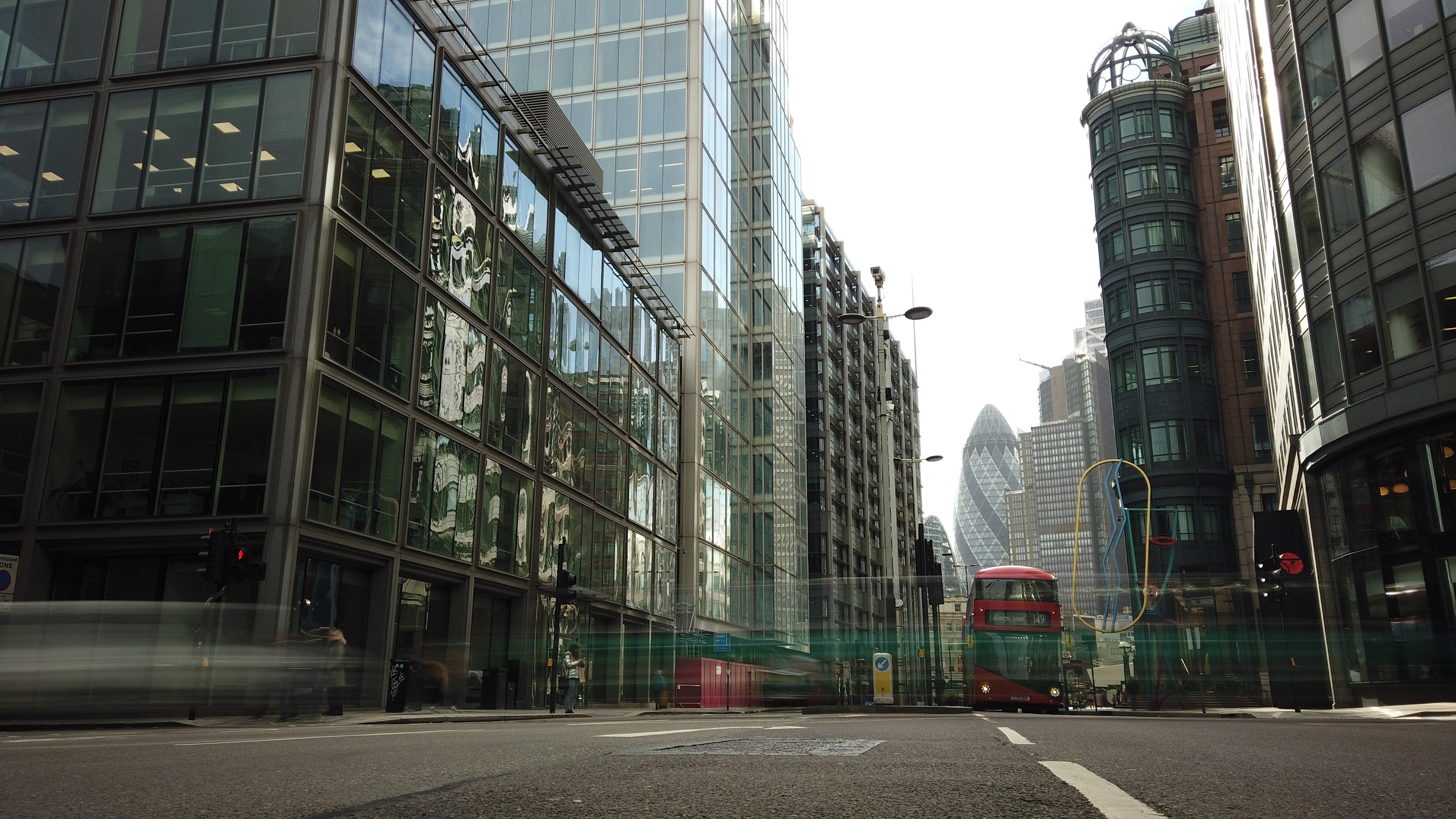City of London Financial District Street View with The Gherkin