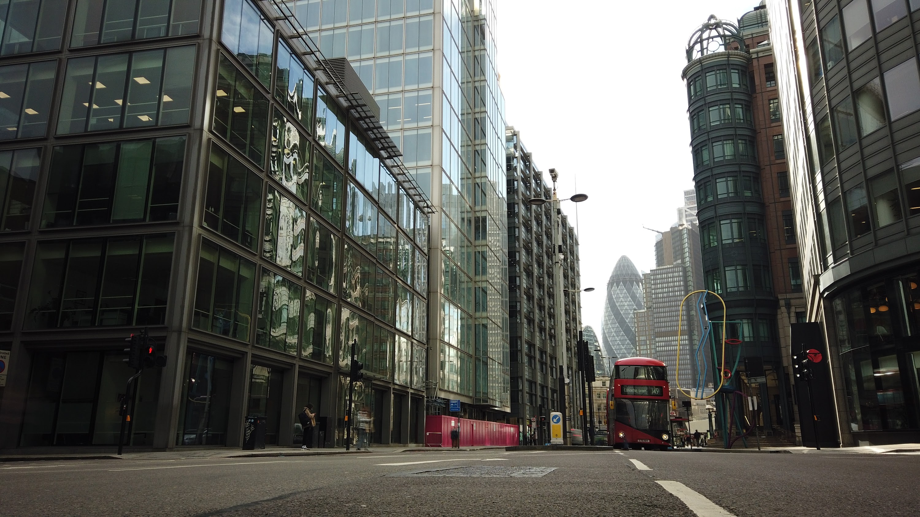 City of London Financial District Street View with The Gherkin