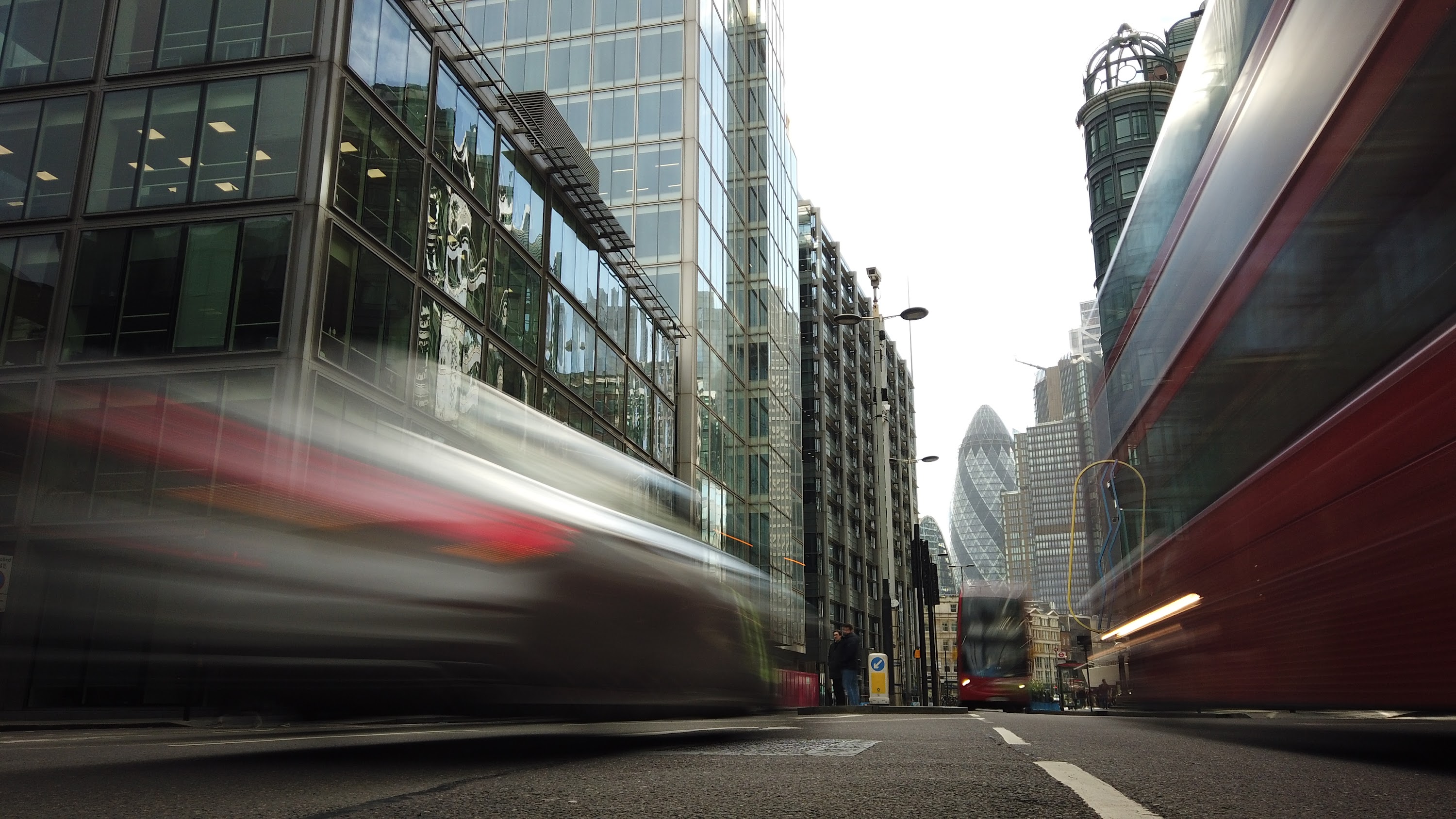 City of London Financial District Street View with The Gherkin