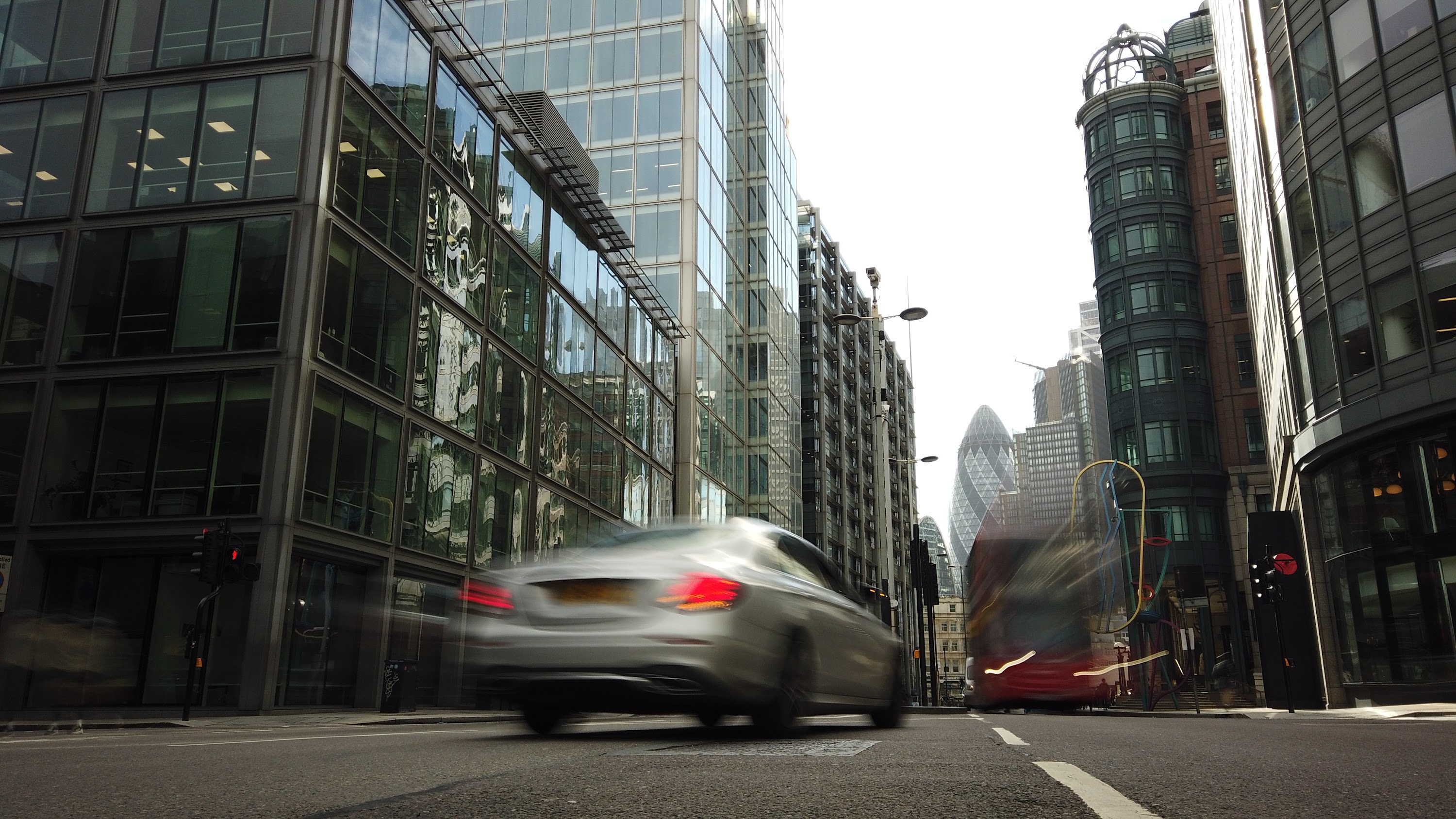 City of London Financial District Street View with The Gherkin