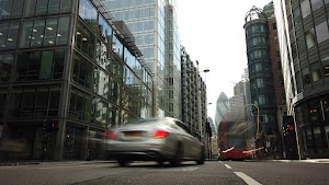 City of London Financial District Street View with The Gherkin
