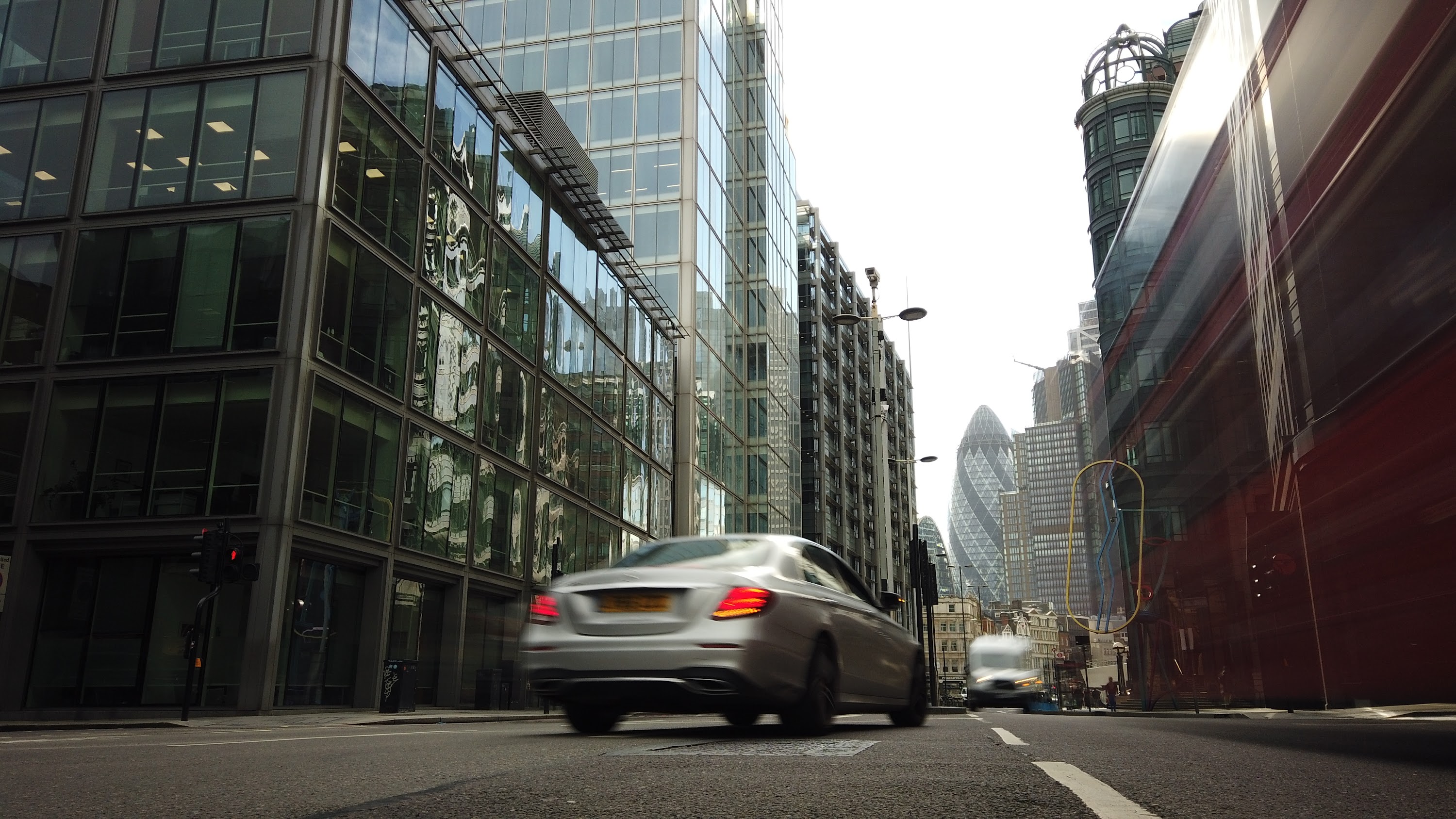 City of London Financial District Street View with The Gherkin