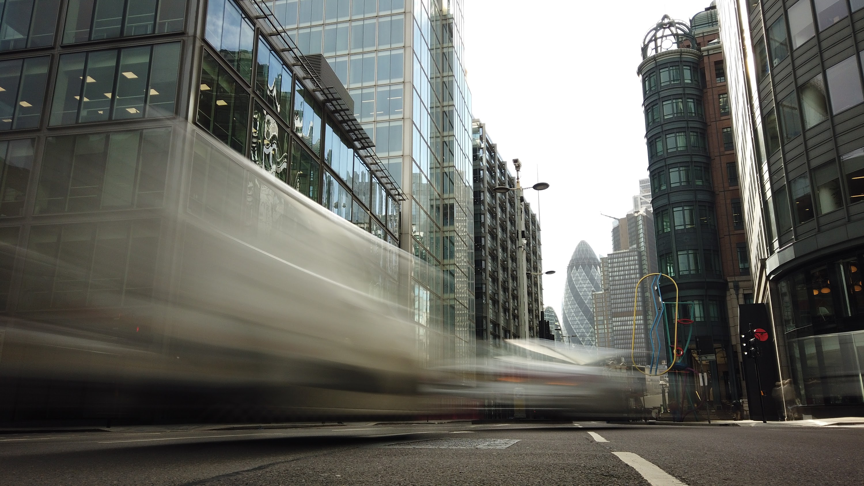 City of London Financial District Street View with The Gherkin