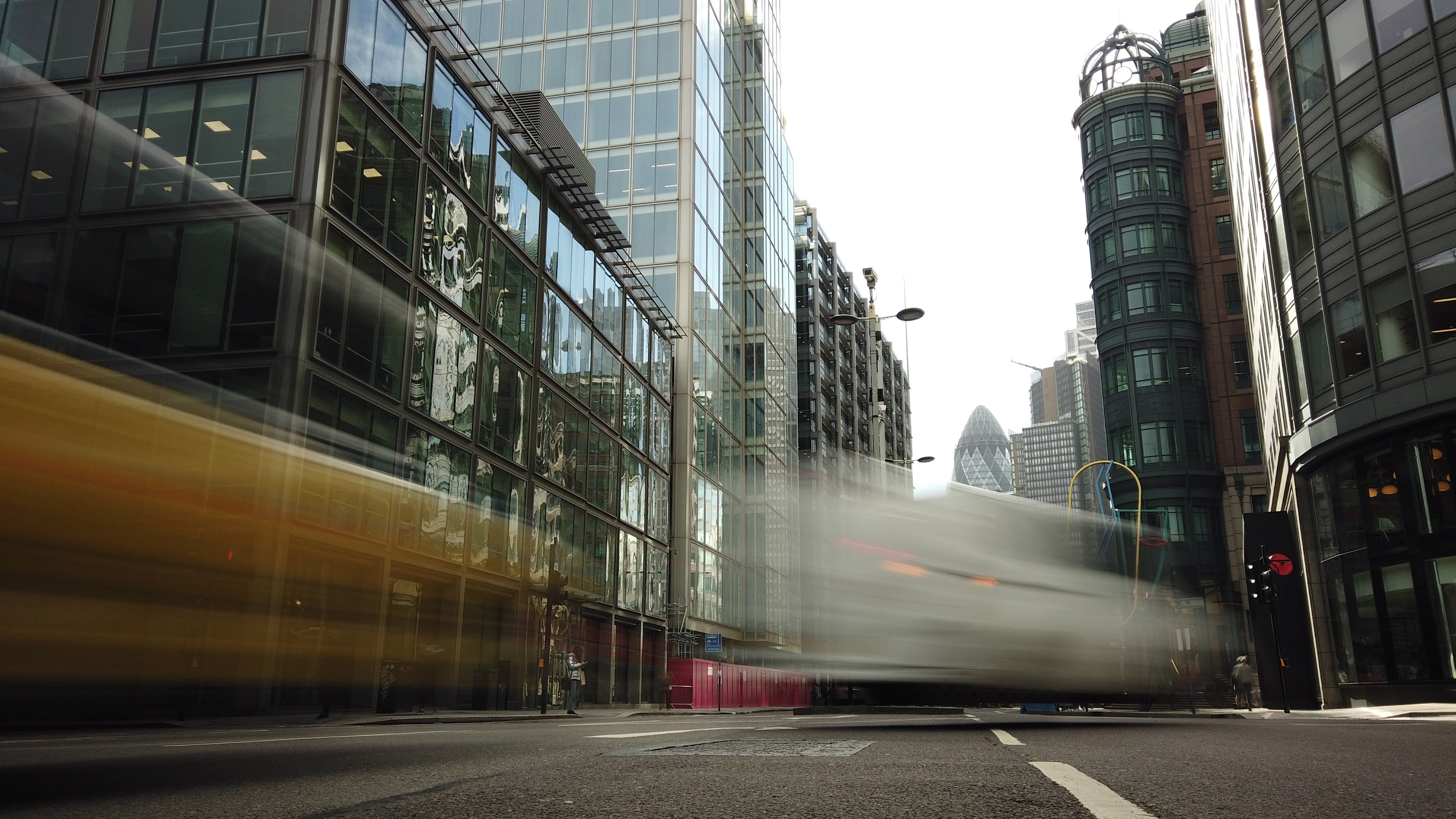 City of London Financial District Street View with The Gherkin