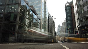 City of London Financial District Street View with The Gherkin