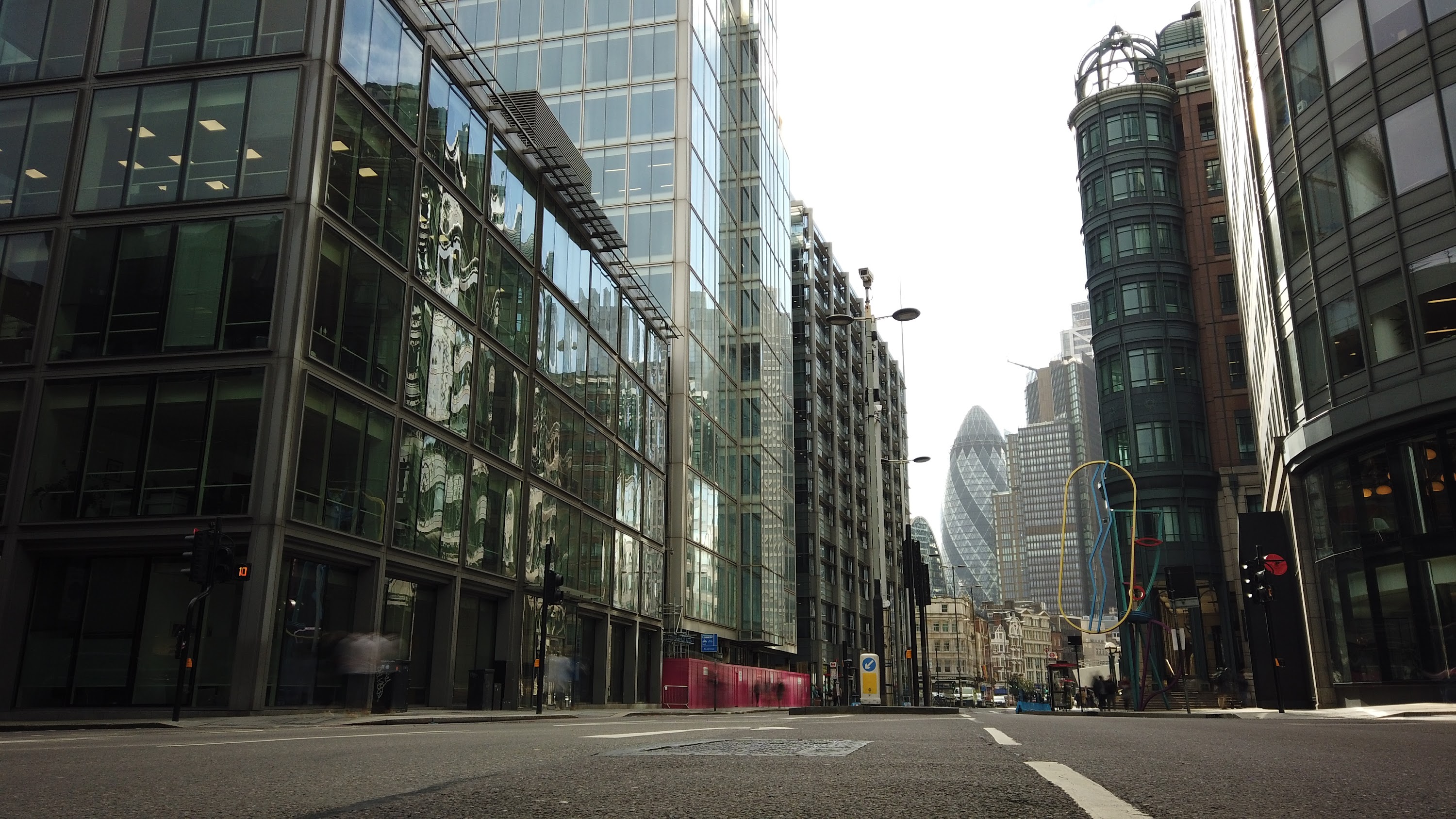 City of London Financial District Street View with The Gherkin