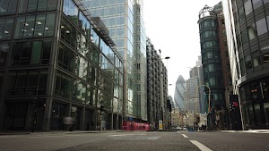 City of London Financial District Street View with The Gherkin