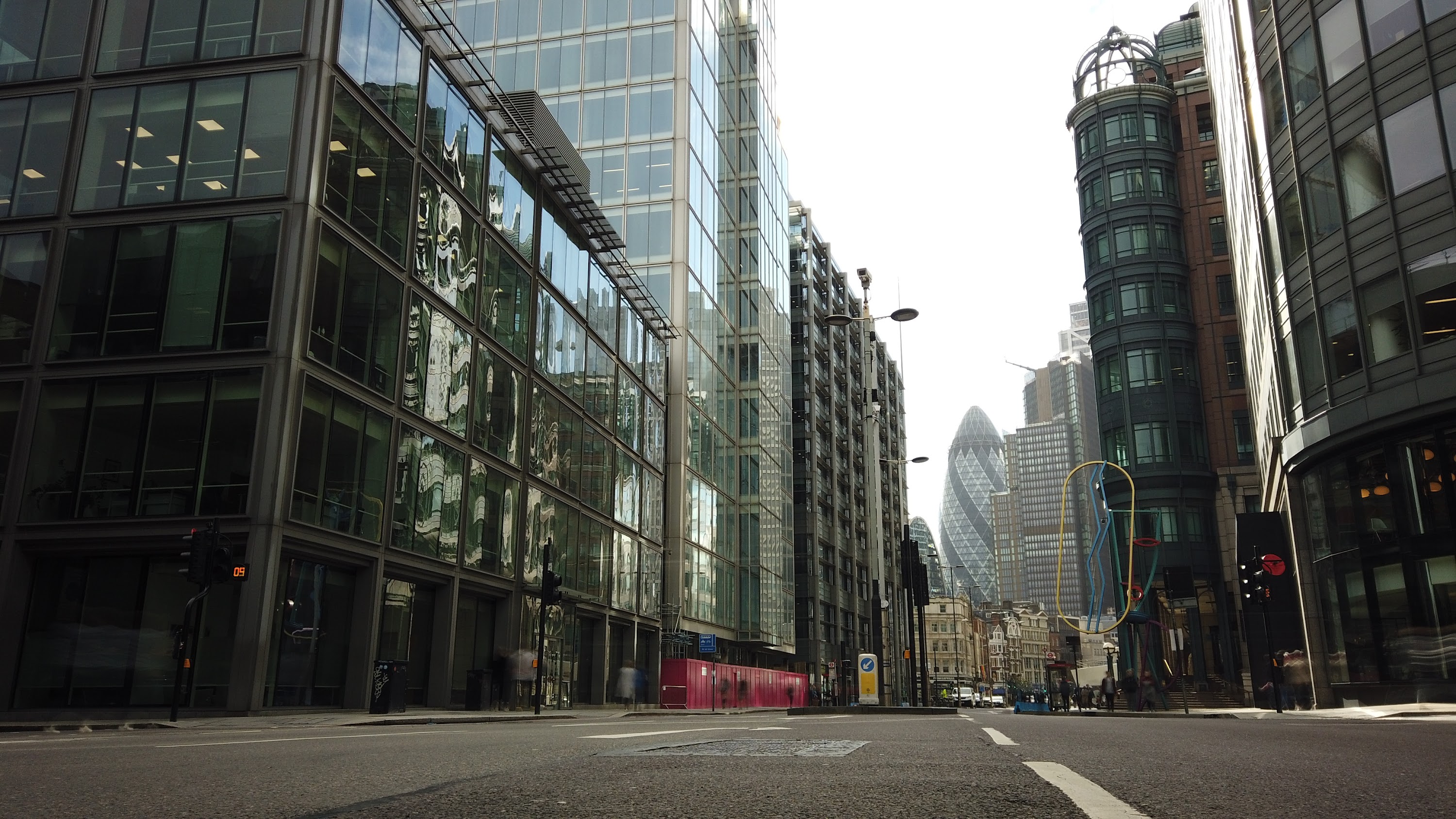City of London Financial District Street View with The Gherkin