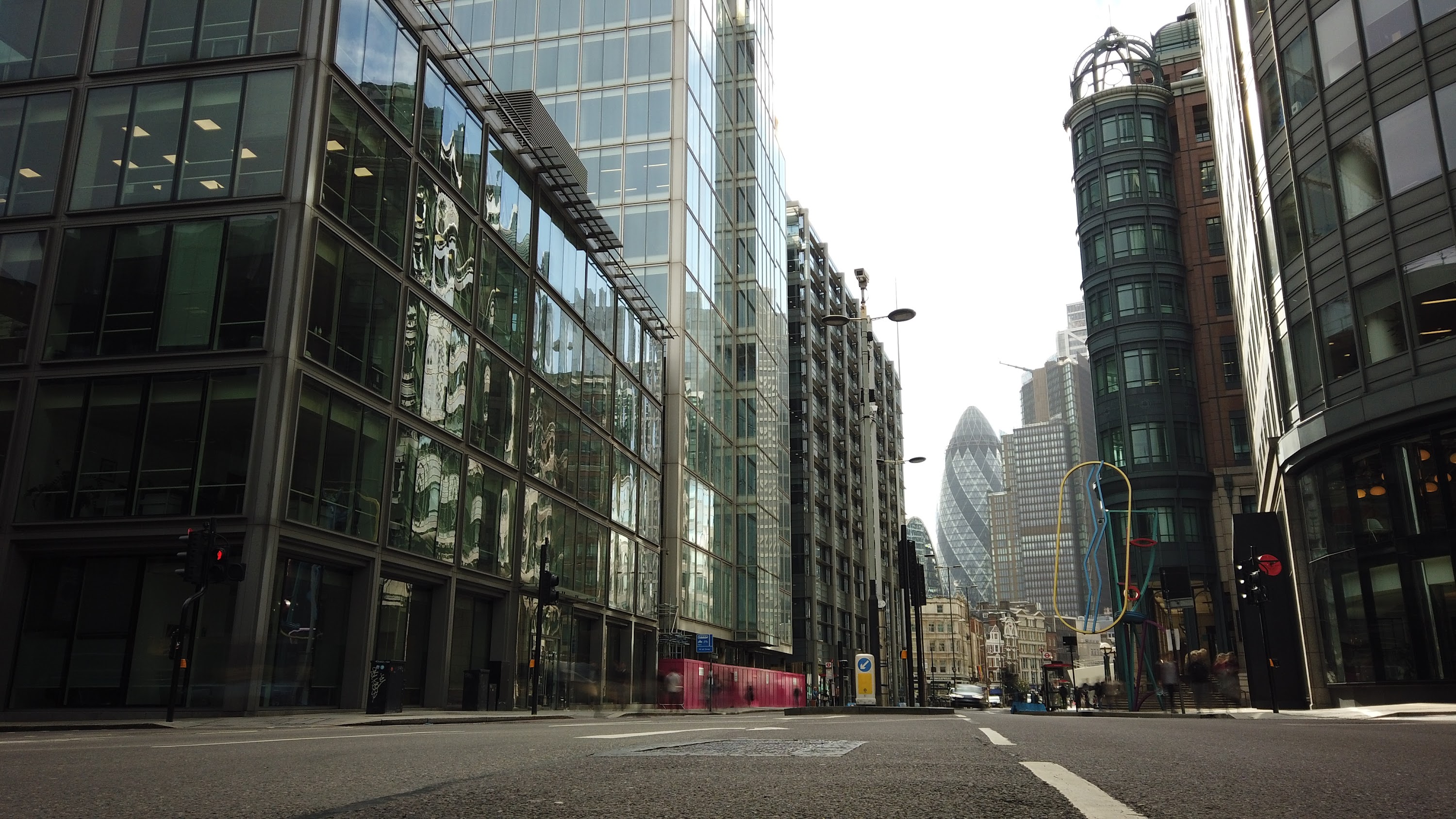 City of London Financial District Street View with The Gherkin